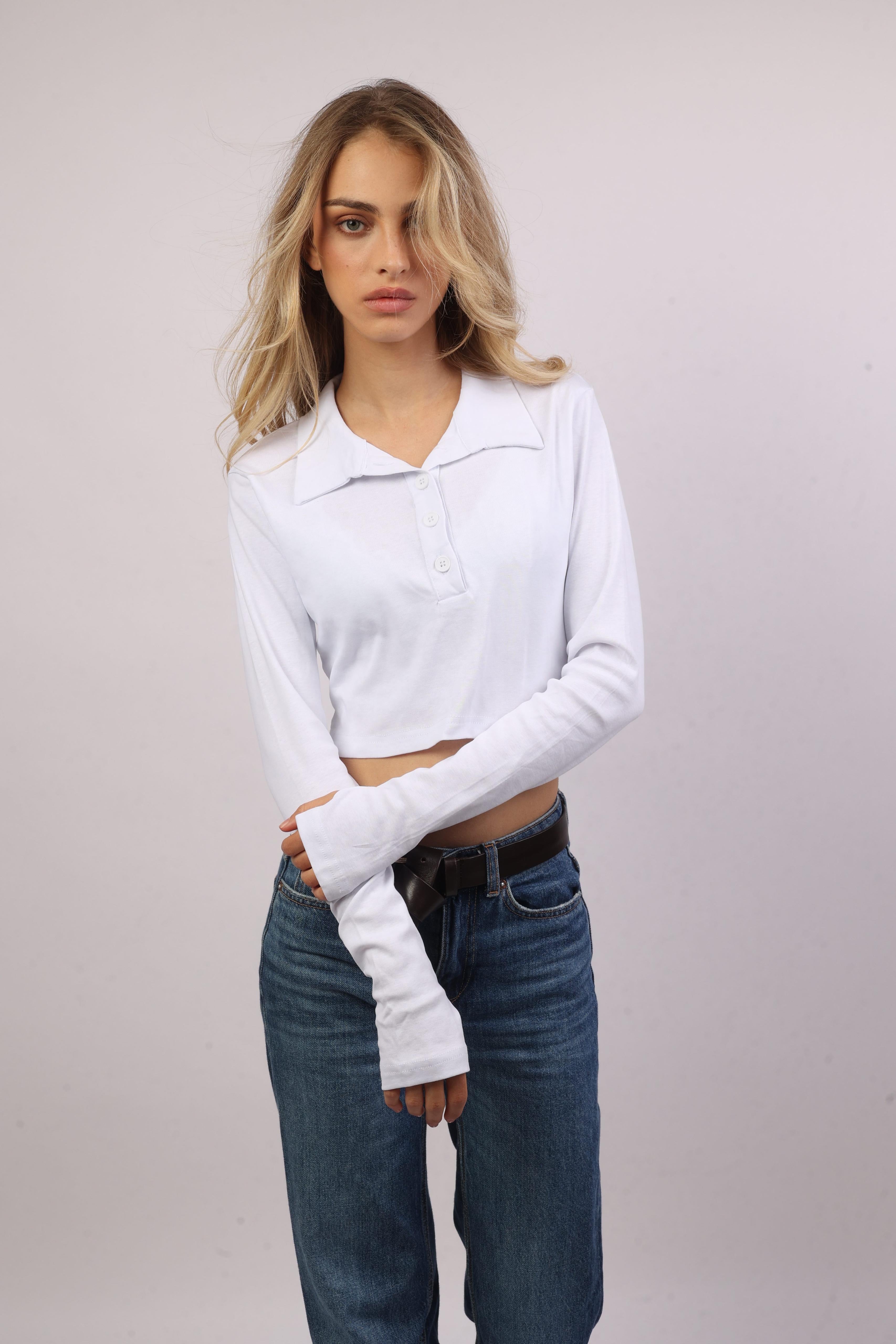 Ellen polo crop