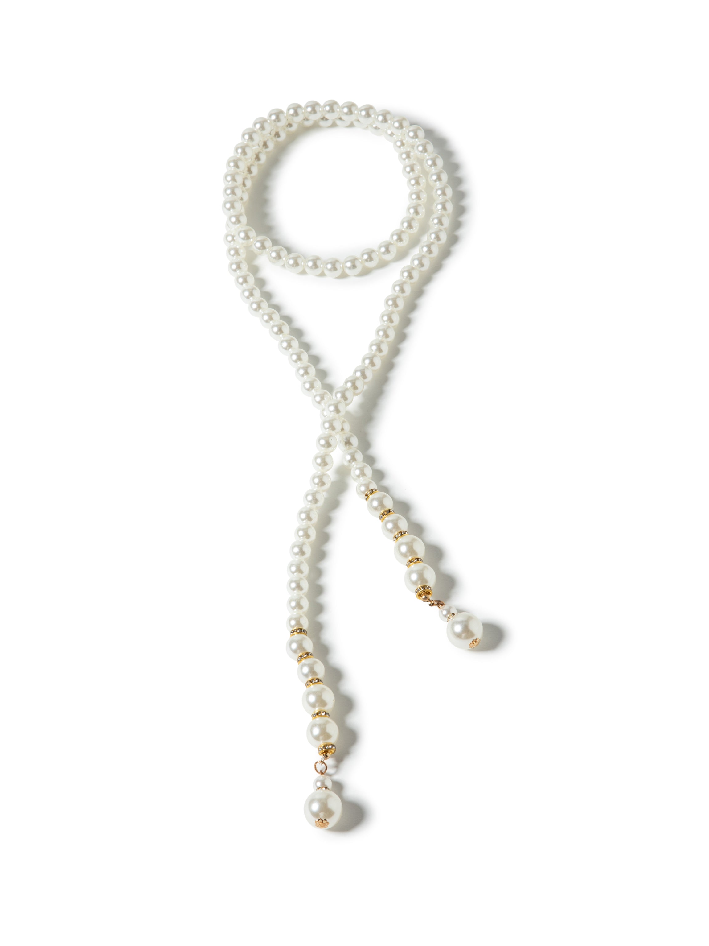 Rubber pearl necklace/belt can be lengthened and shortened as required