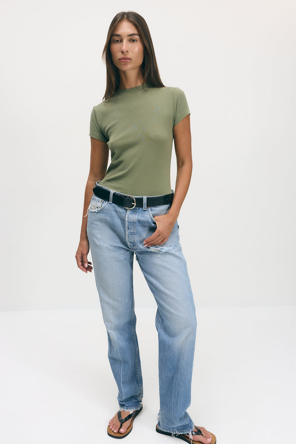 LIN TEE | GREEN OLIVE